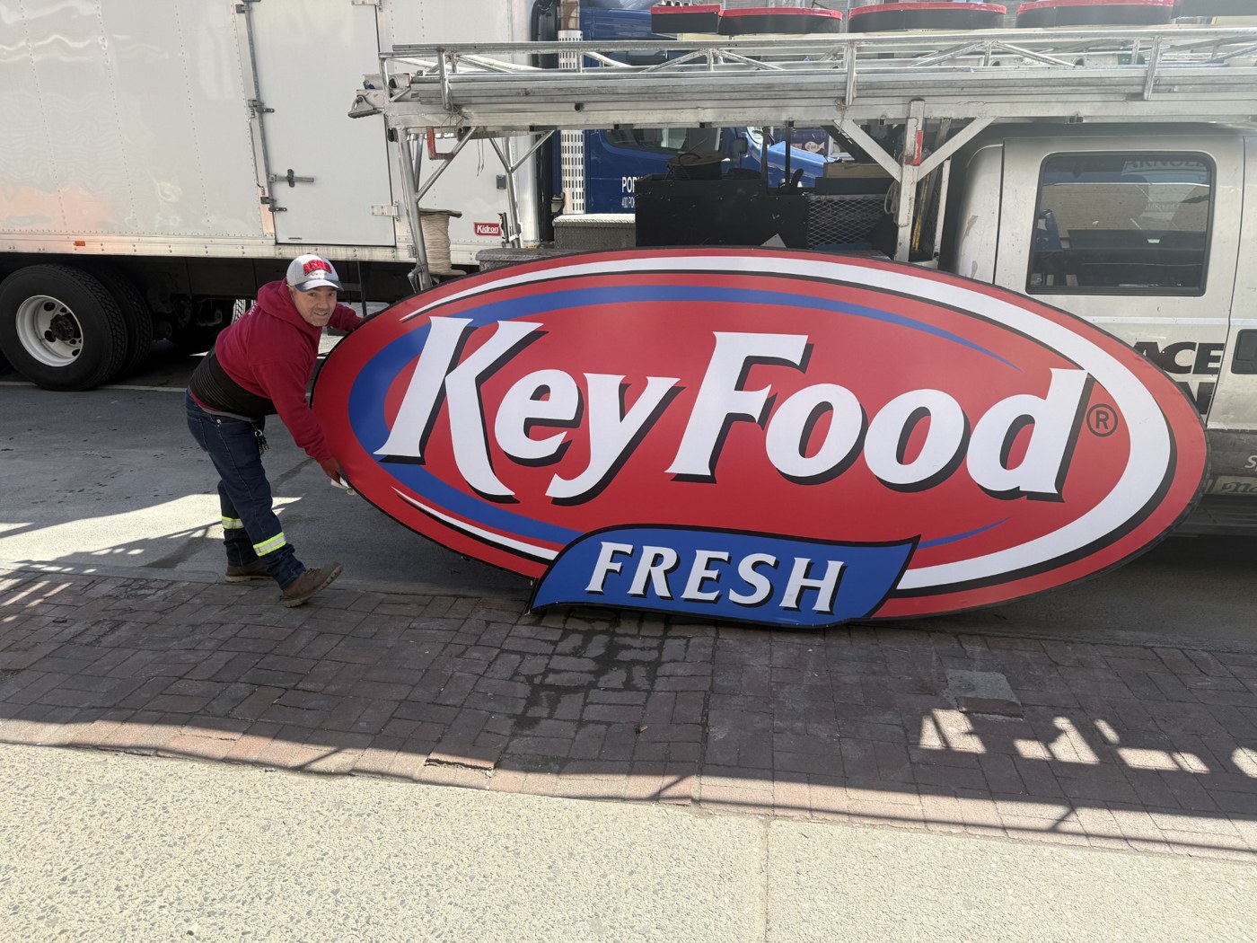 Key Food sign ready for installation